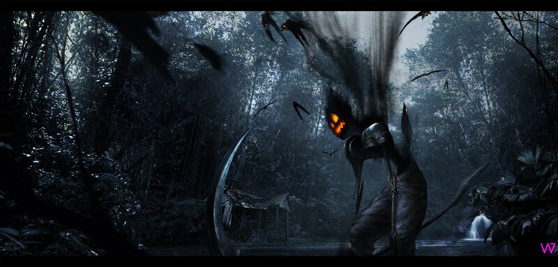 Dark Figure in Forest — Black, Night