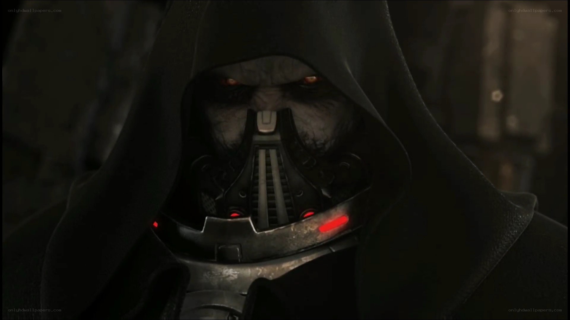 dark figure in hooded armor