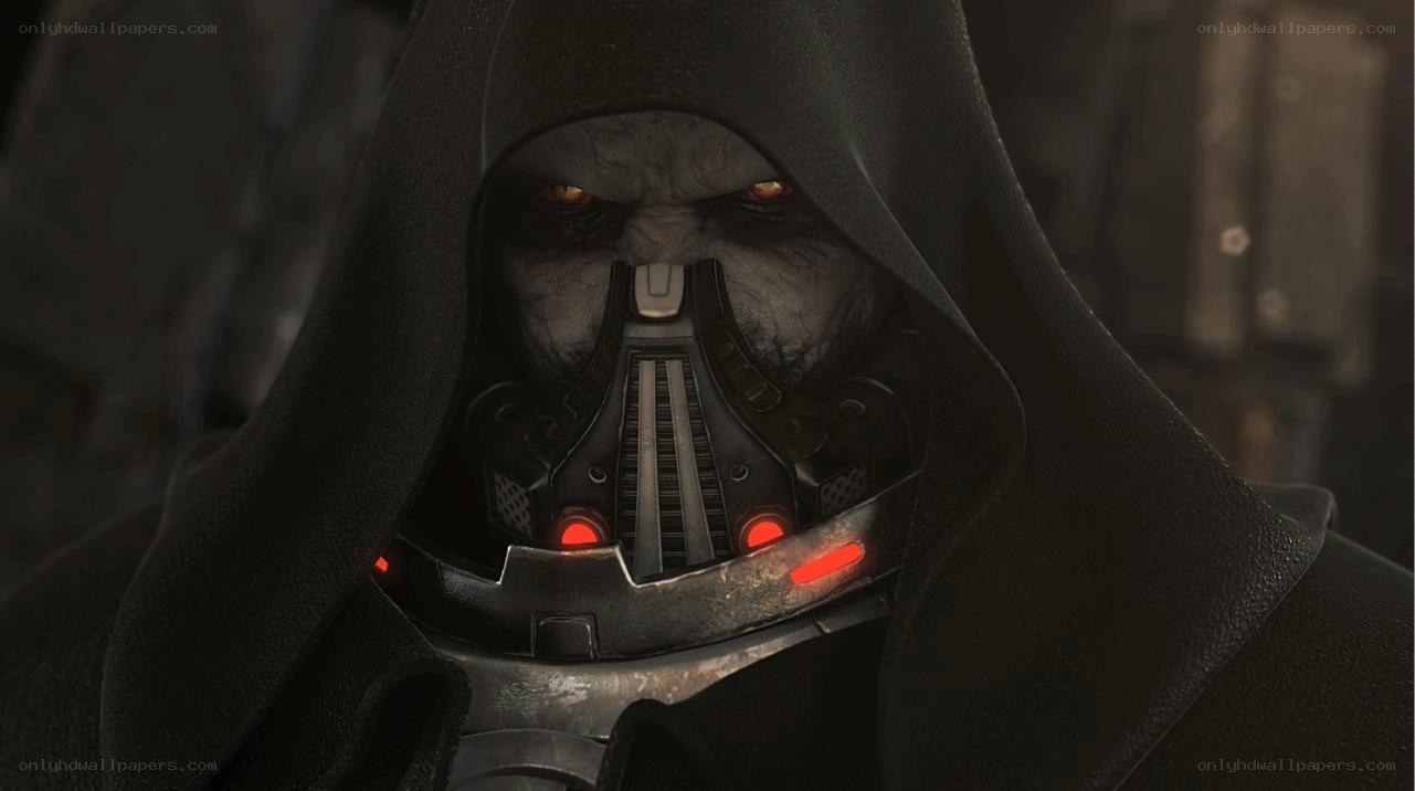 dark figure in hooded armor