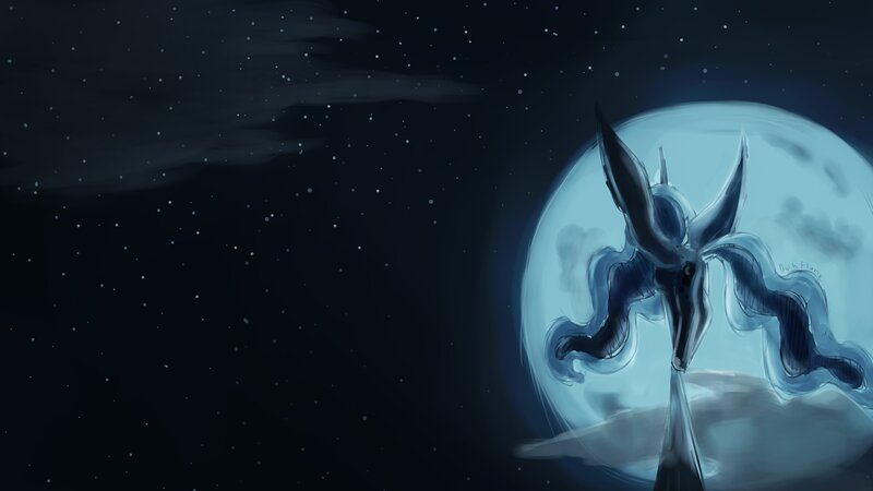 Dark Figure in Moonlight — Blue