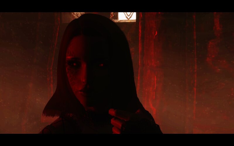 dark figure in red light