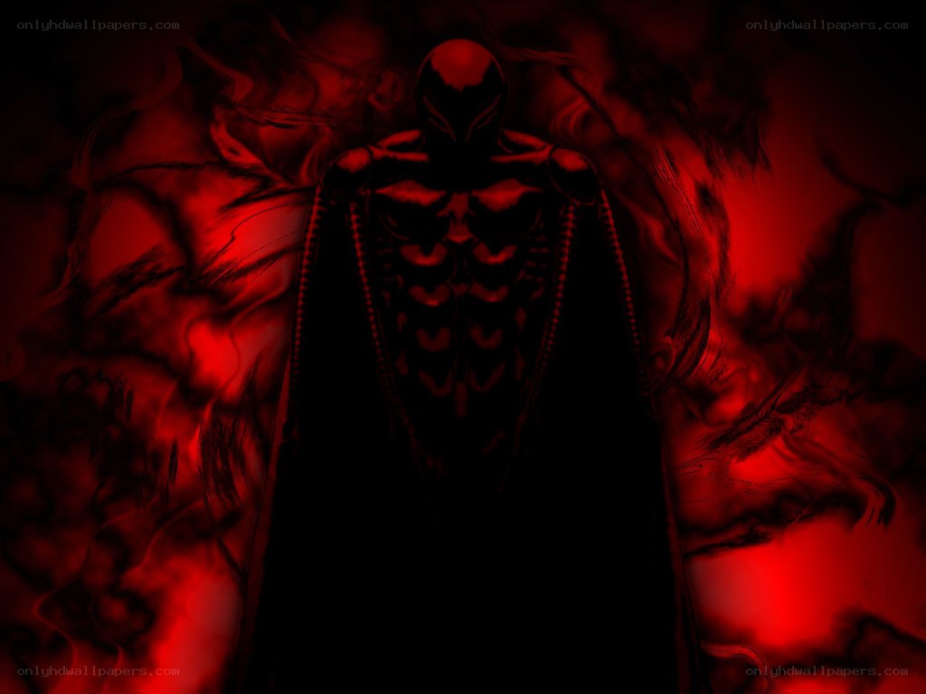 dark figure in red mist