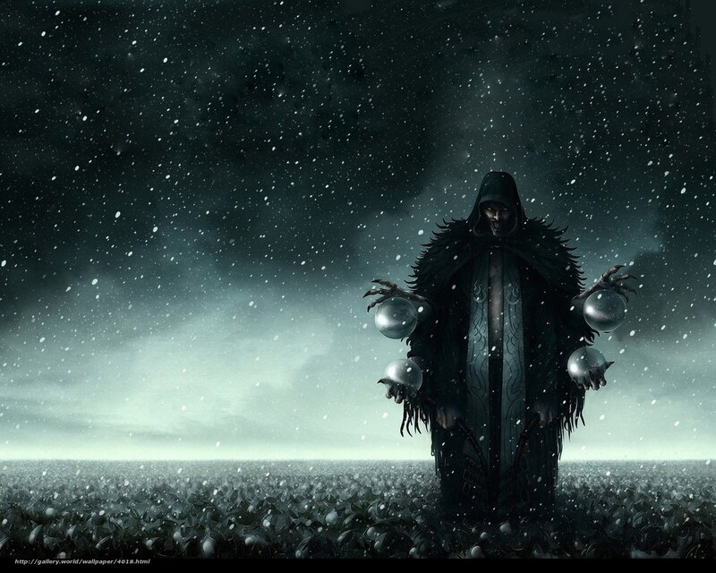 Dark figure in snowy field