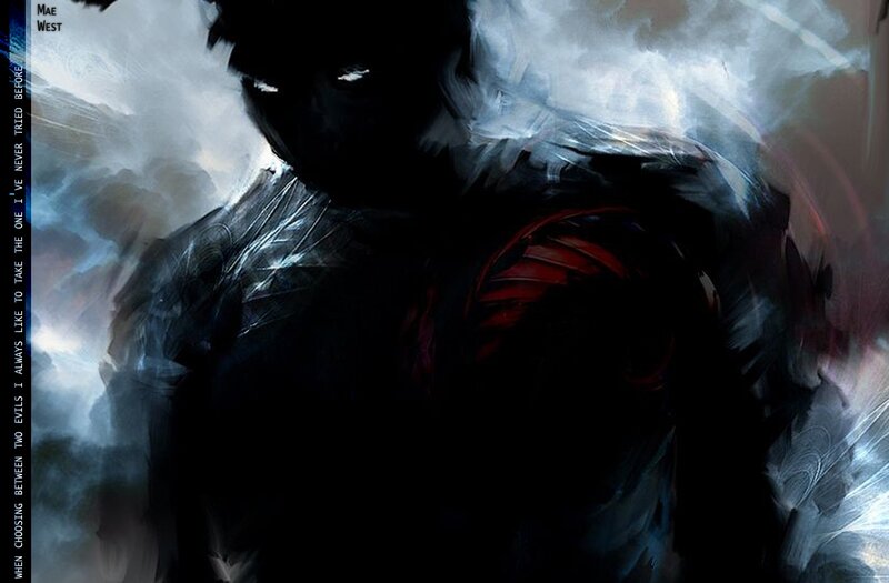 Dark figure in stormy clouds