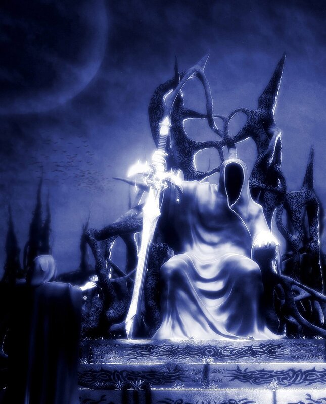 Dark figure on a throne