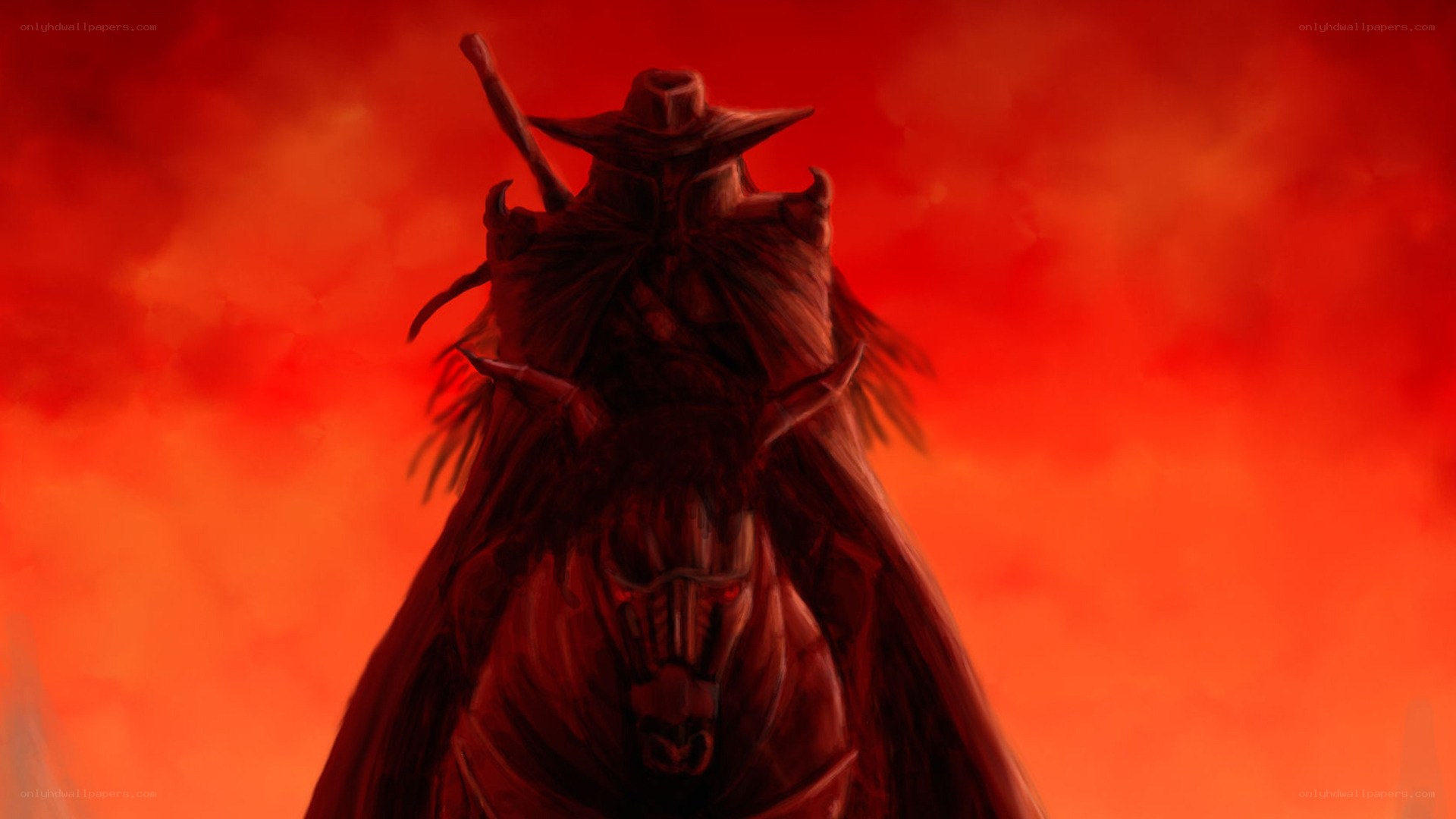 dark figure on horseback