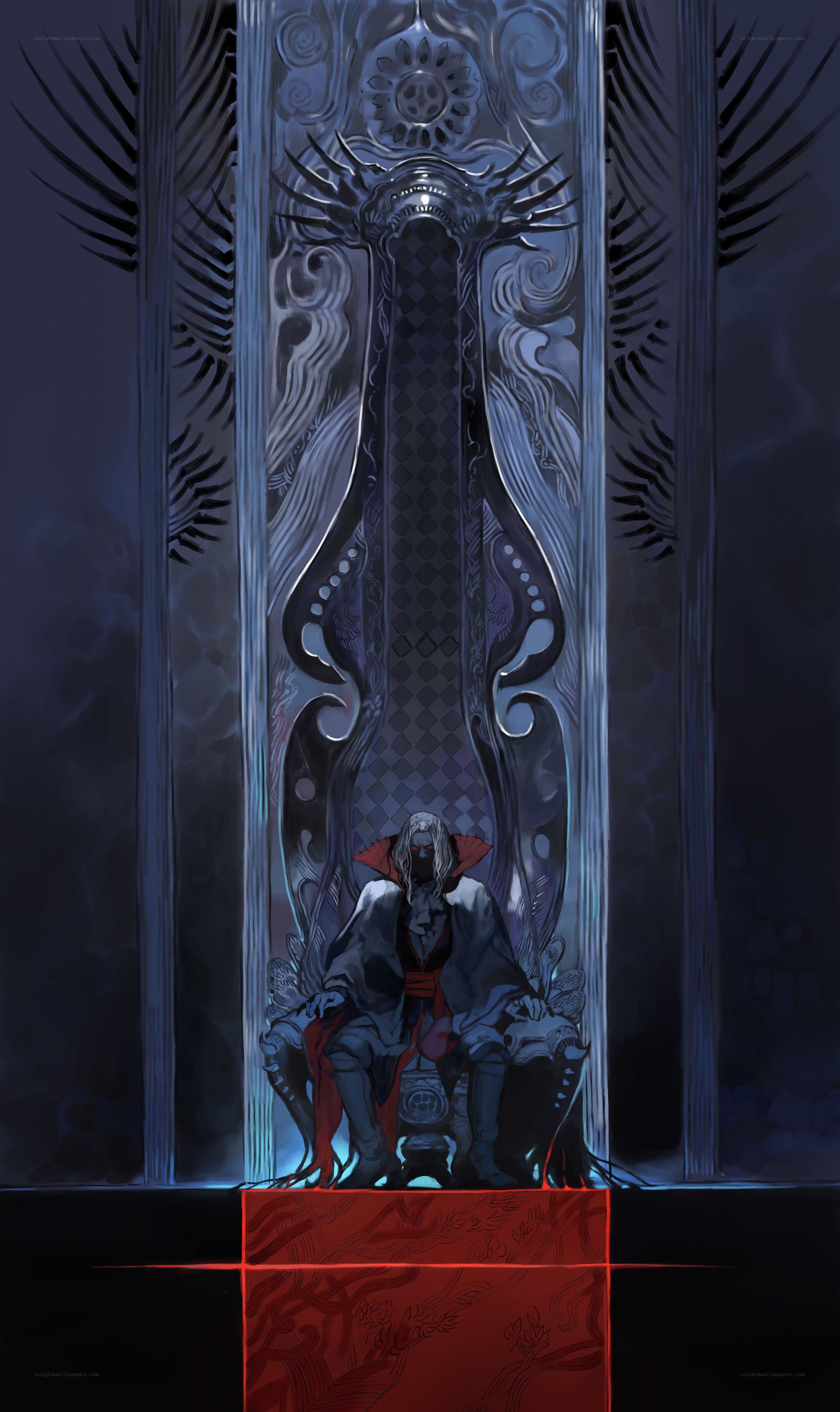 Dark figure on ornate throne