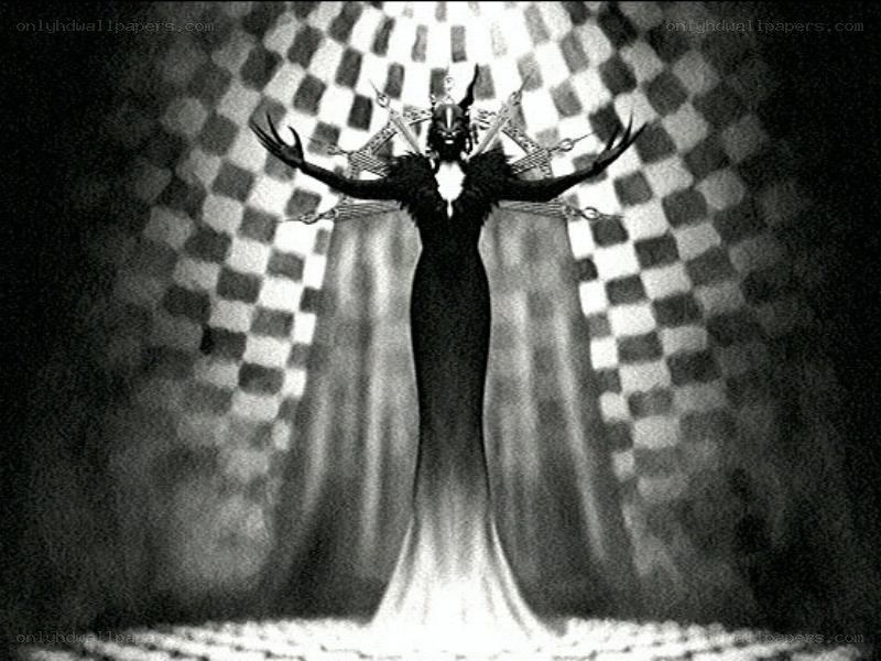 dark figure with checkered background