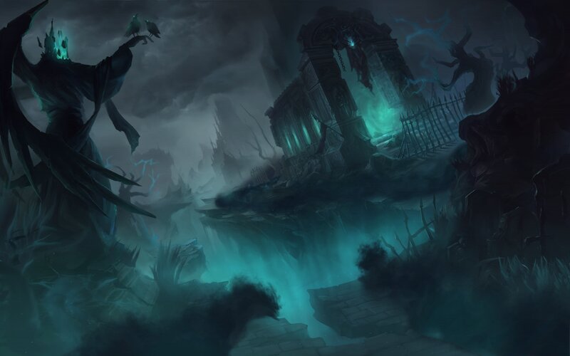 Dark Figure with Crows — Teal