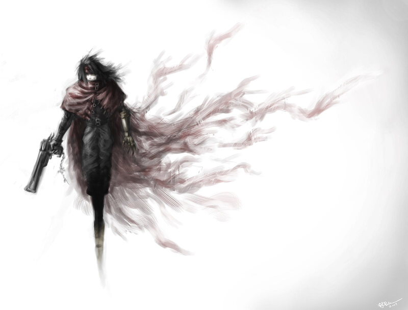 dark figure with flowing cape