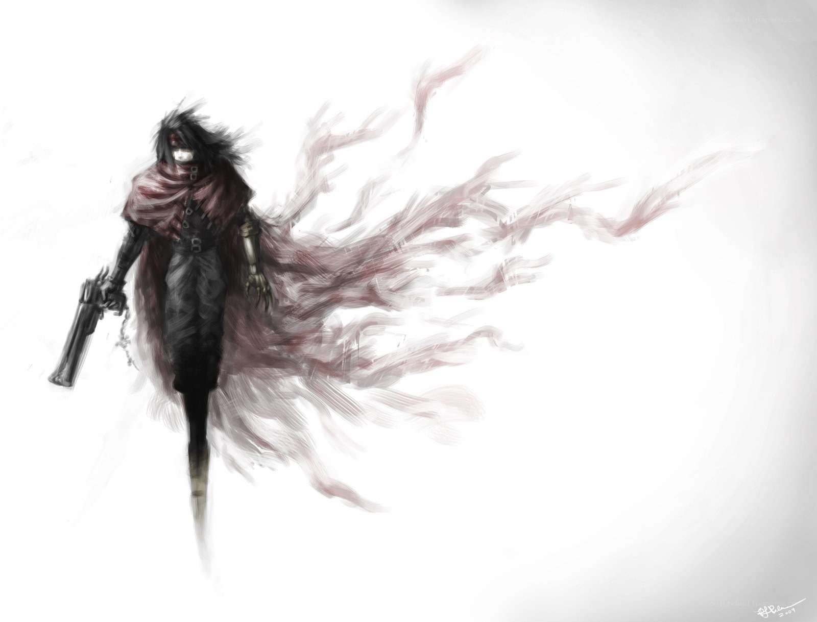 dark figure with flowing cape