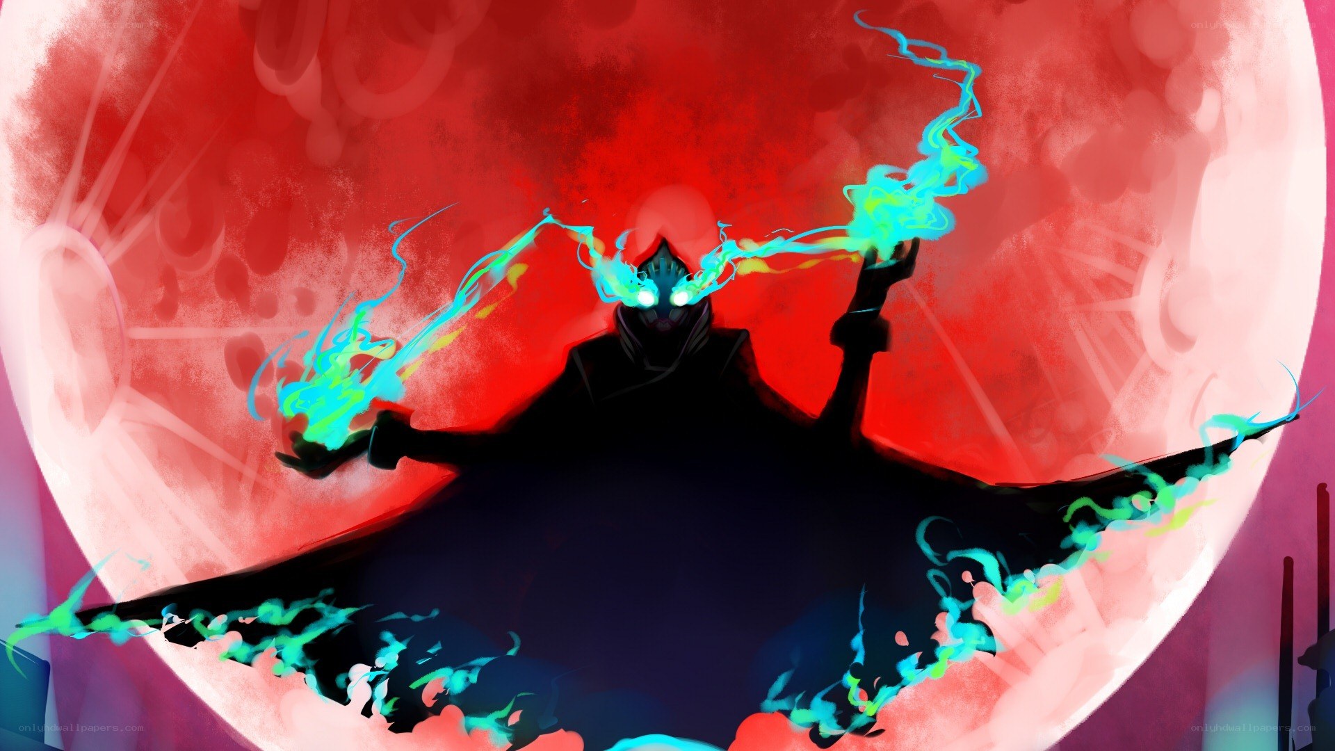 dark figure with glowing energy