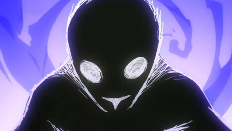 dark figure with glowing eyes