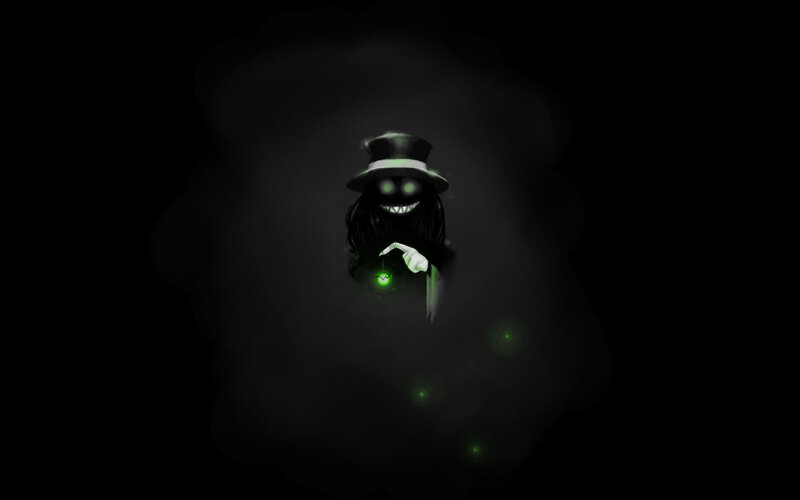 dark figure with glowing eyes
