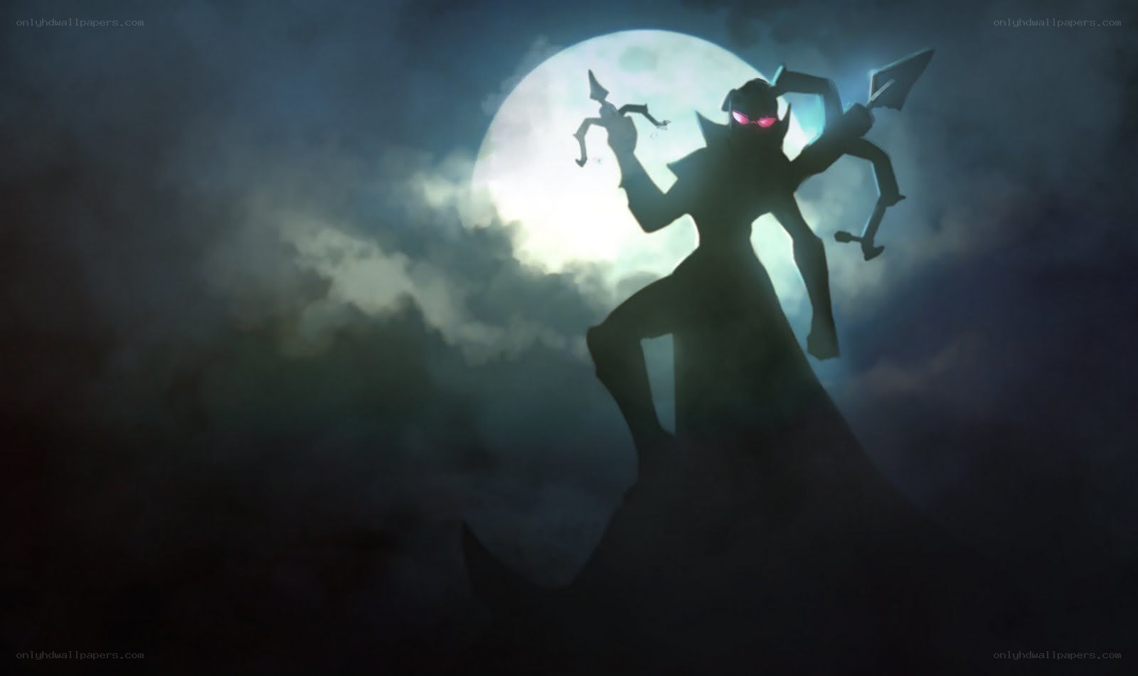 dark figure with glowing eyes