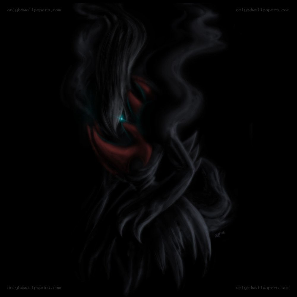 dark figure with glowing eyes