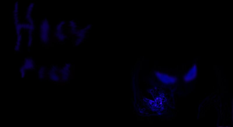 dark figure with glowing eyes
