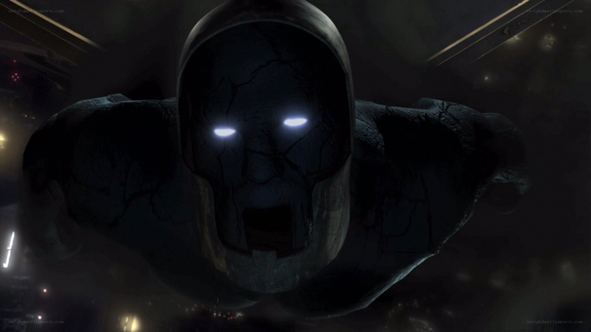 dark figure with glowing eyes