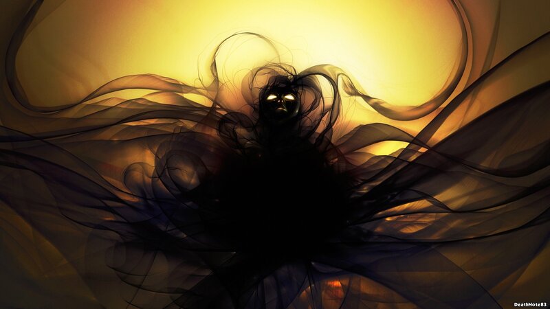 dark figure with glowing eyes