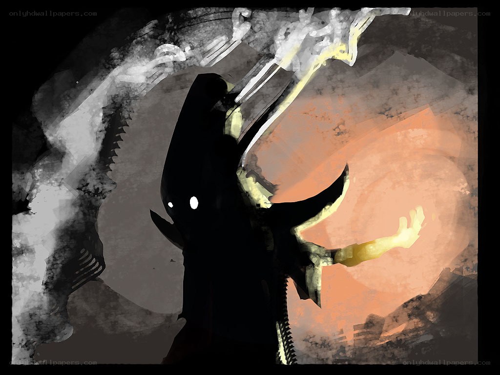 dark figure with glowing eyes