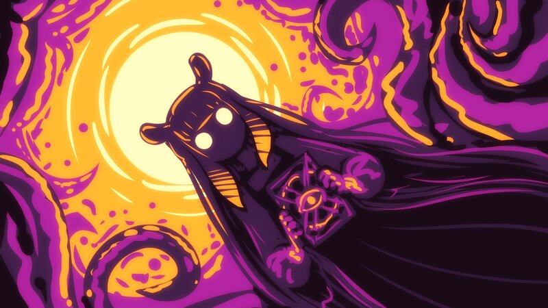 Dark Figure with Glowing Eyes — Purple, Dramatic