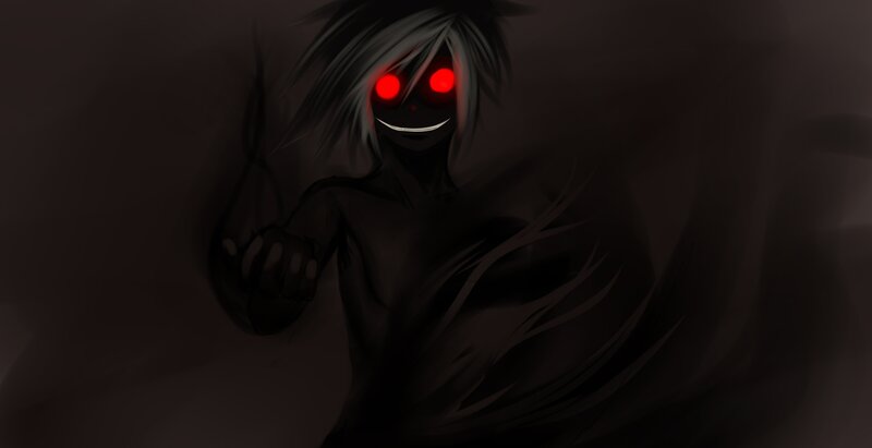 dark figure with glowing eyes