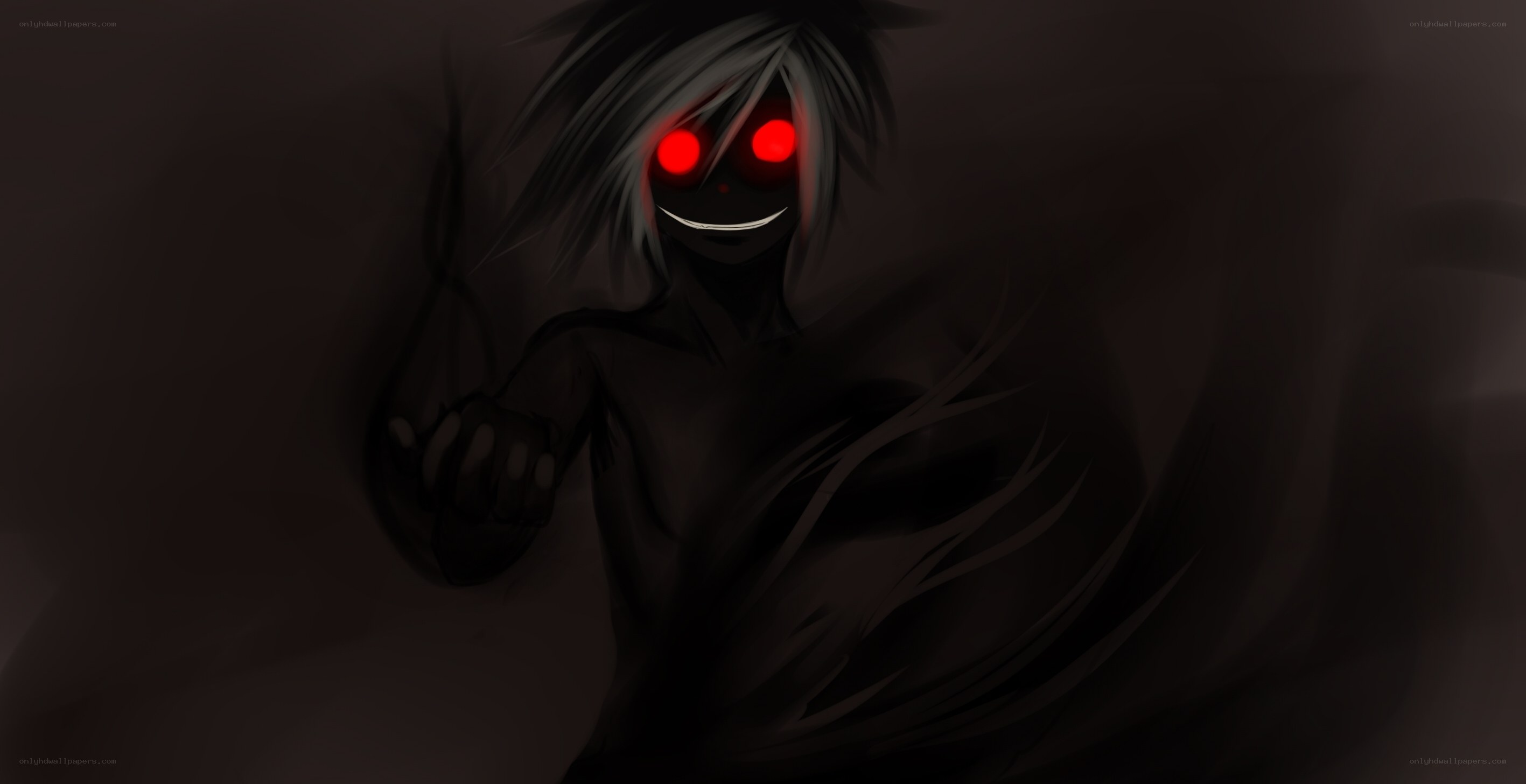 dark figure with glowing eyes