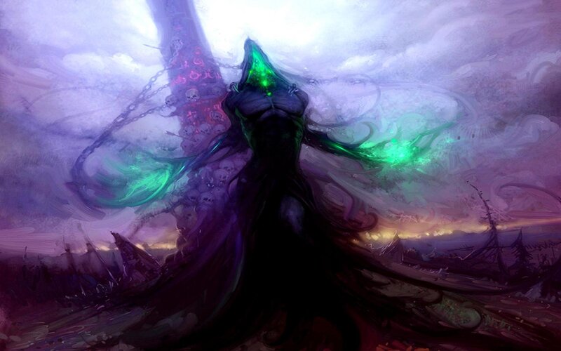 Dark Figure with Glowing Green Energy