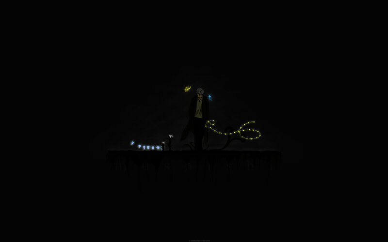 dark figure with glowing lights