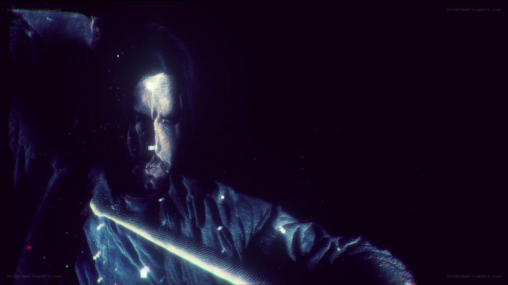 dark figure with glowing line