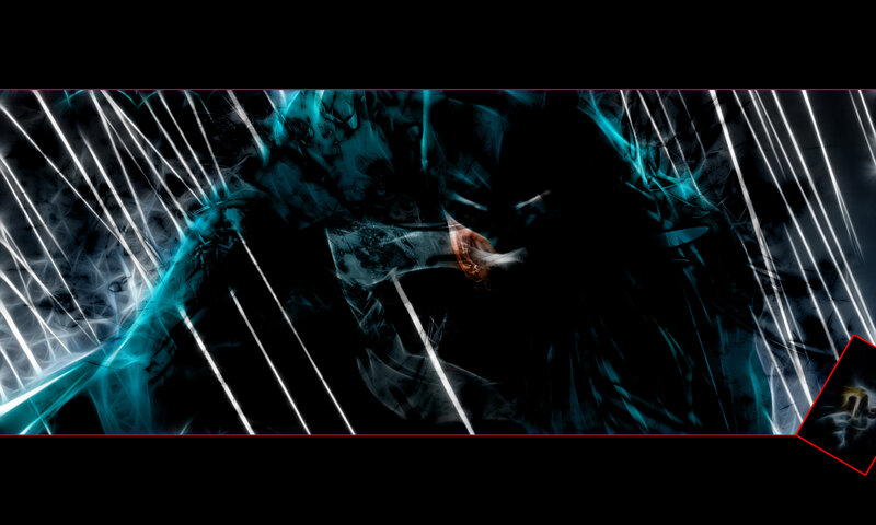 dark figure with glowing lines