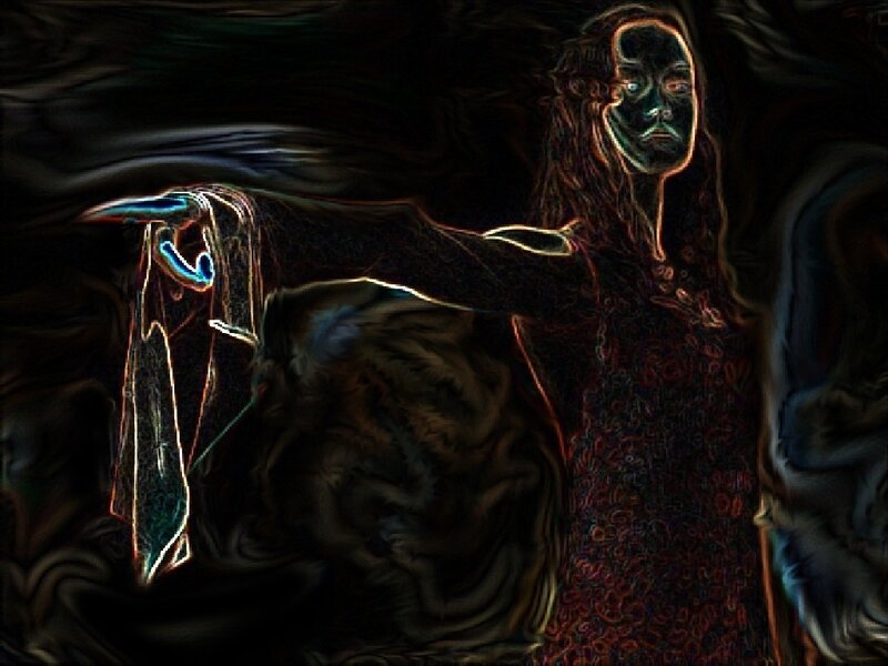 dark figure with glowing outline