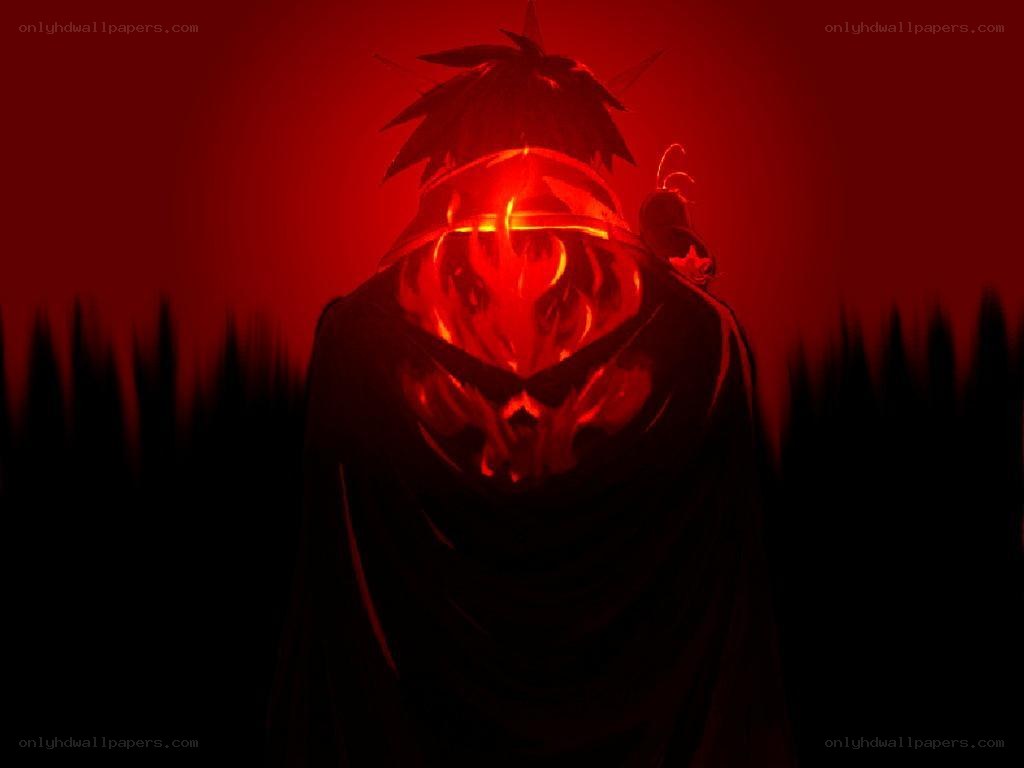dark figure with glowing red mask
