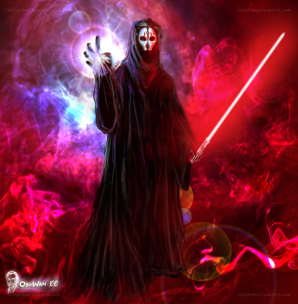 Dark figure with lightsaber