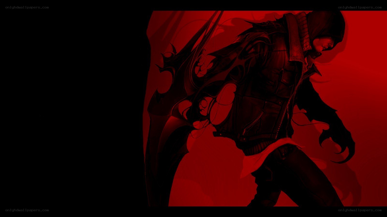 dark figure with red background