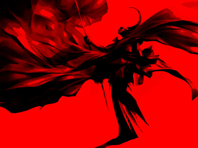 Dark figure with red cape
