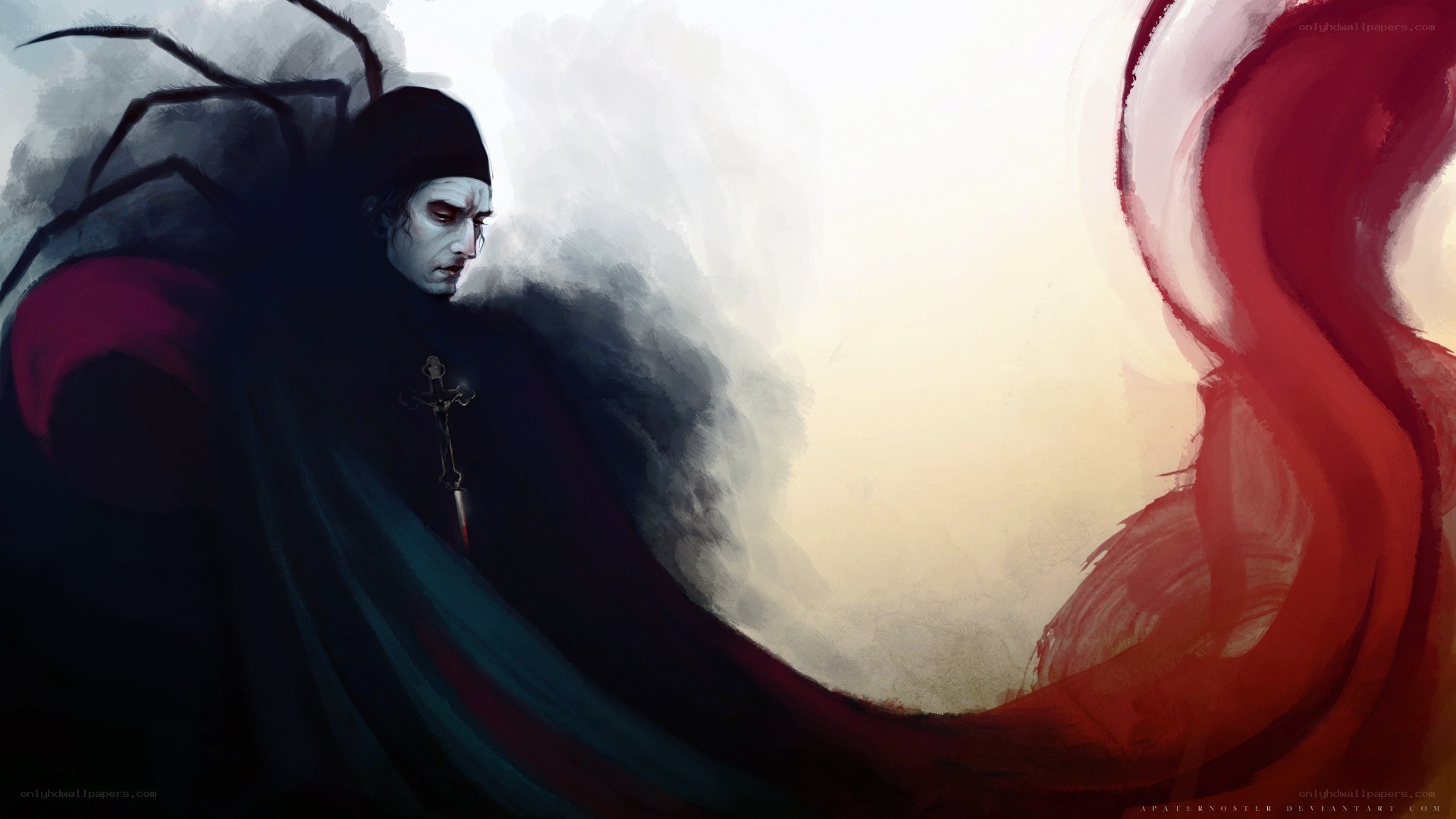 dark figure with red cloak
