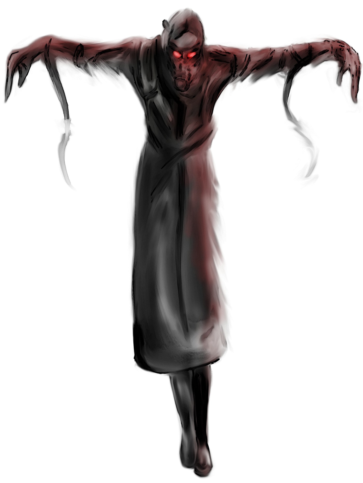 dark figure with red eyes