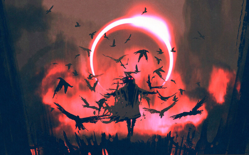 Dark Figure with Red Eyes — Dramatic