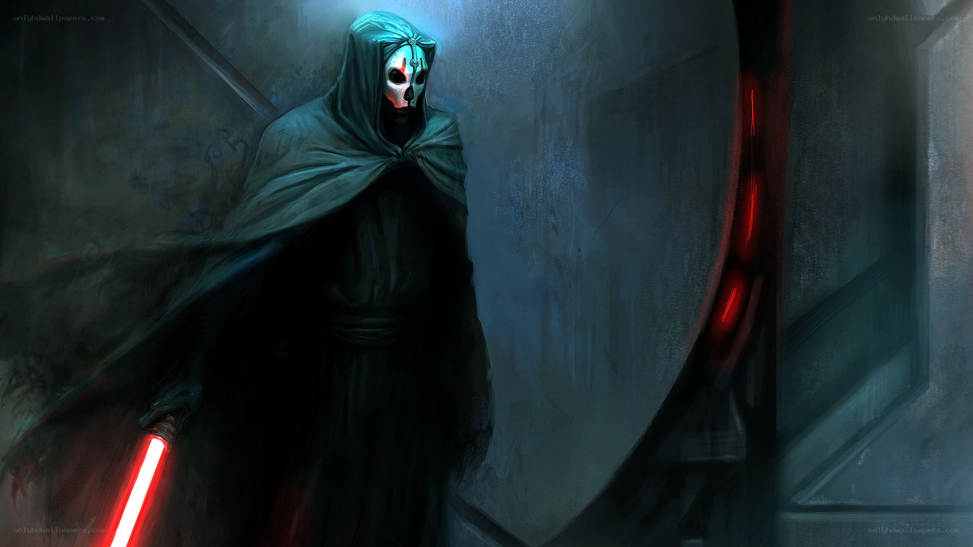 Dark figure with red lightsaber