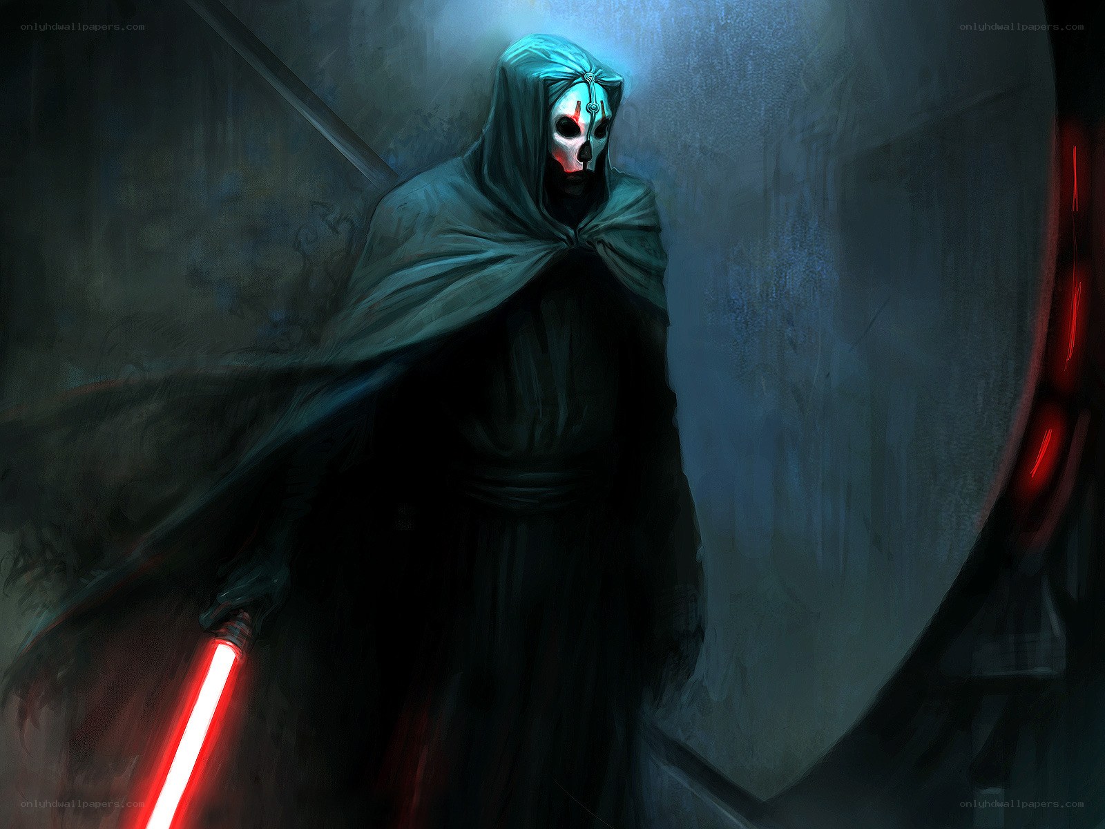 Dark figure with red lightsaber