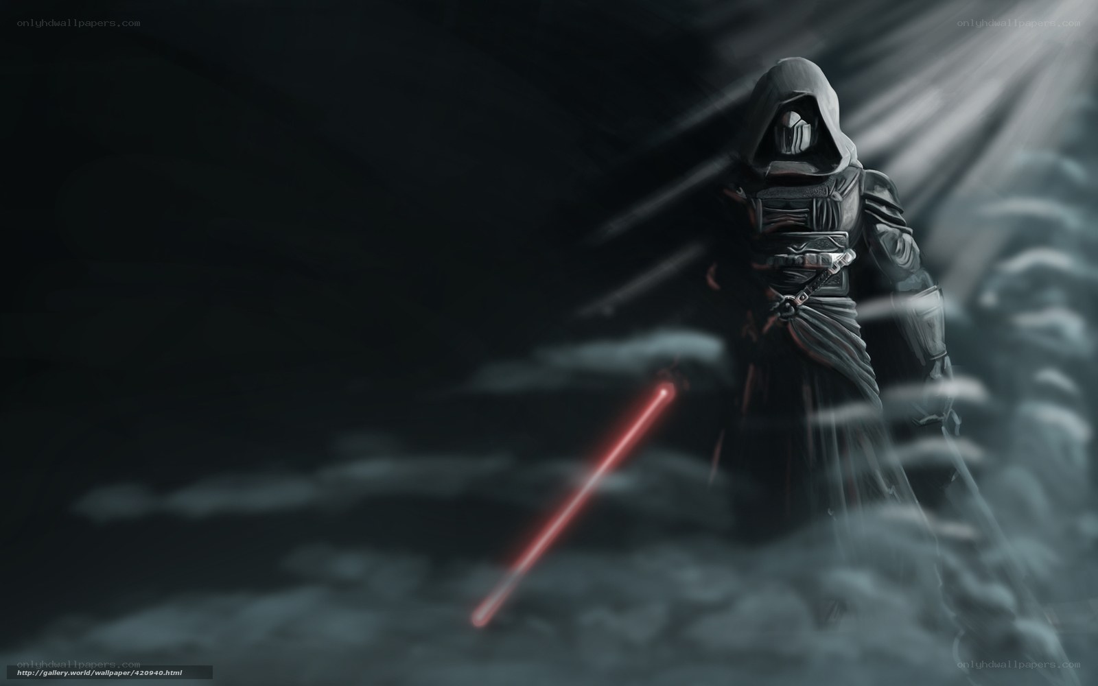 dark figure with red lightsaber