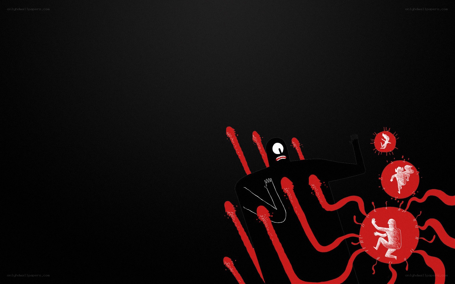 dark figure with red tendrils