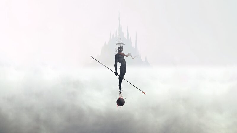 Dark Figure with Spear — Gray