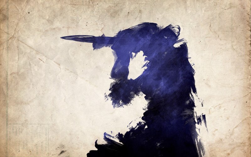 dark figure with spear