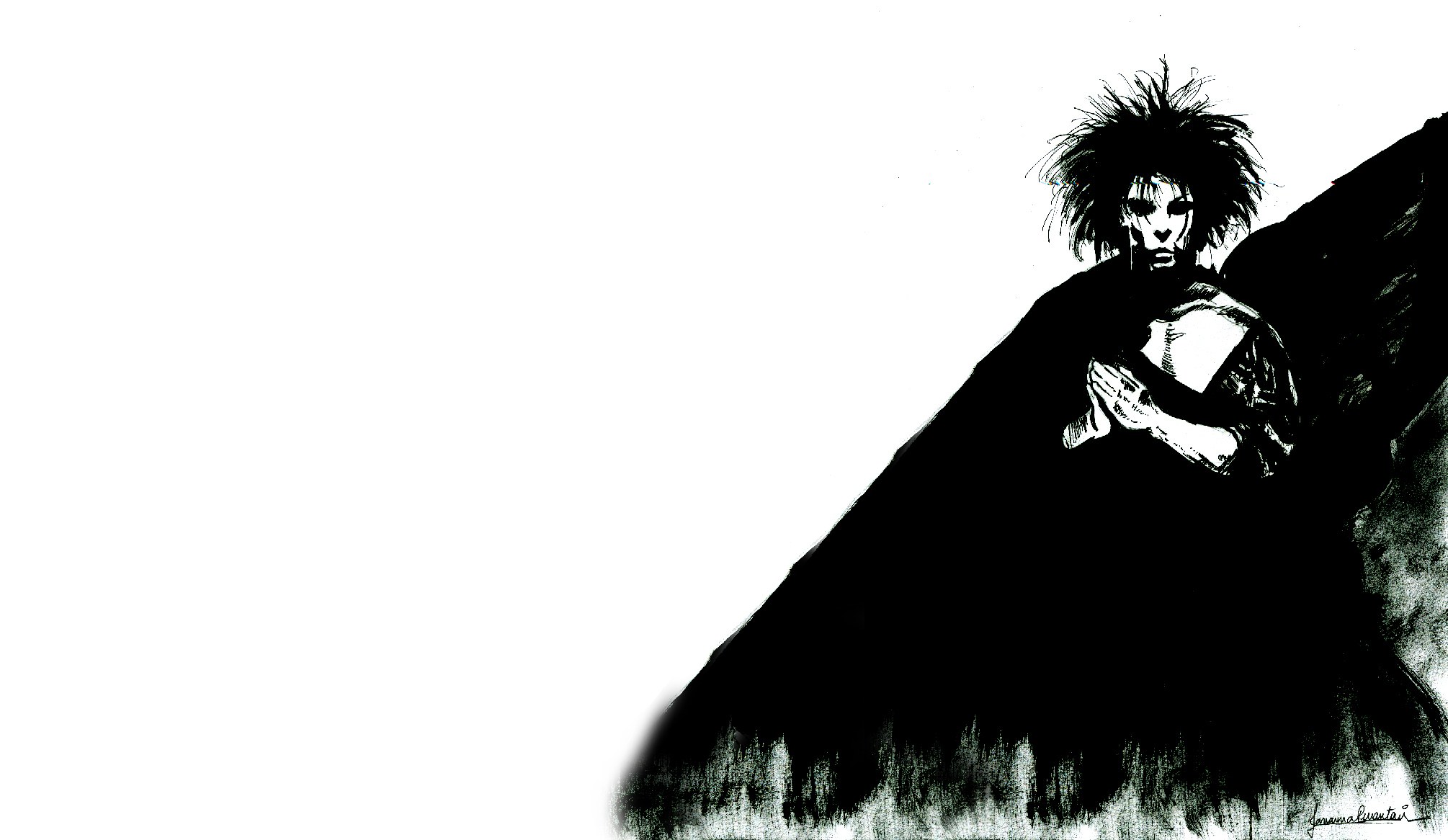 dark figure with spiky hair