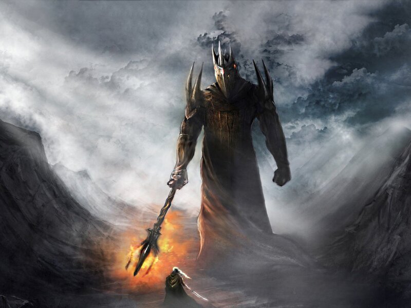 Dark Figure with Staff — Gray