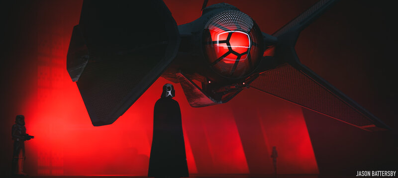 Dark Figure with Starfighter