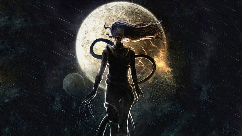dark figure with tentacles