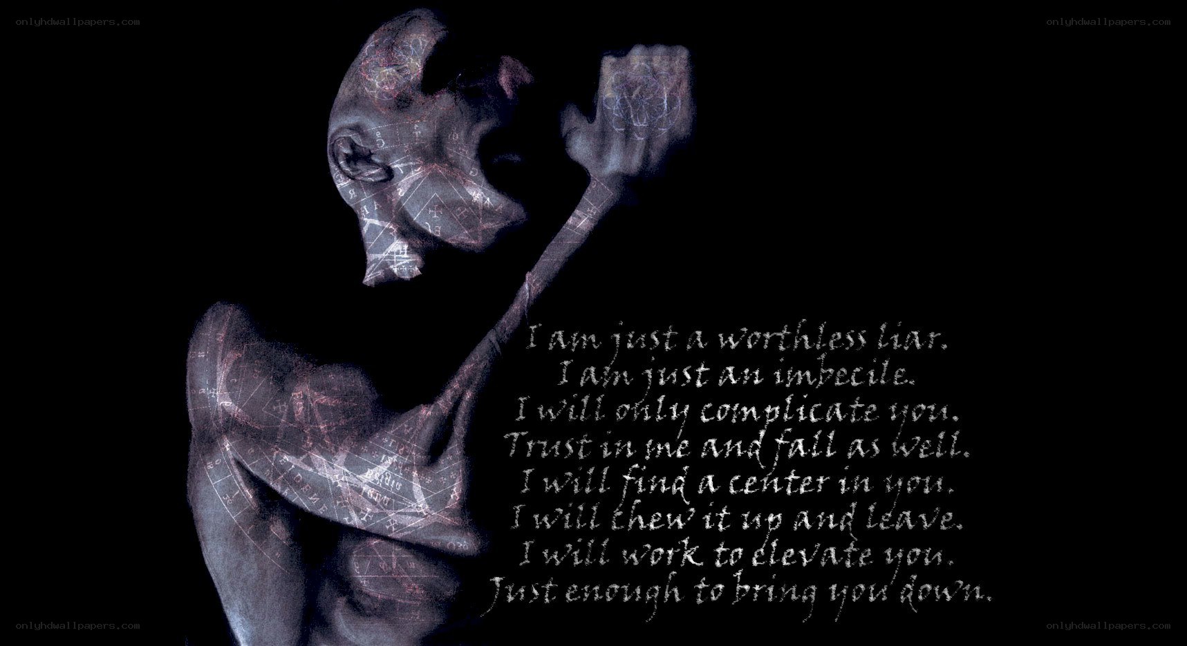 dark figure with text